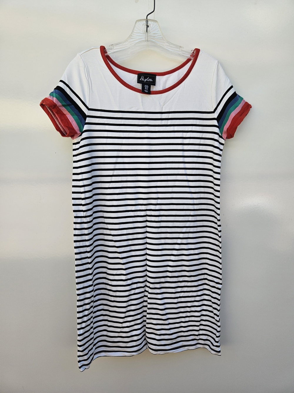 Hayton White & Black Striped Casual Dress Size M